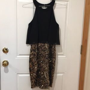 Cocktail dress black and gold